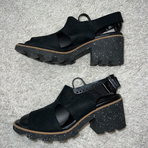 Clarks x Christopher Raeburn block heel black white speckled sz 8 women - Picture 1 of 7